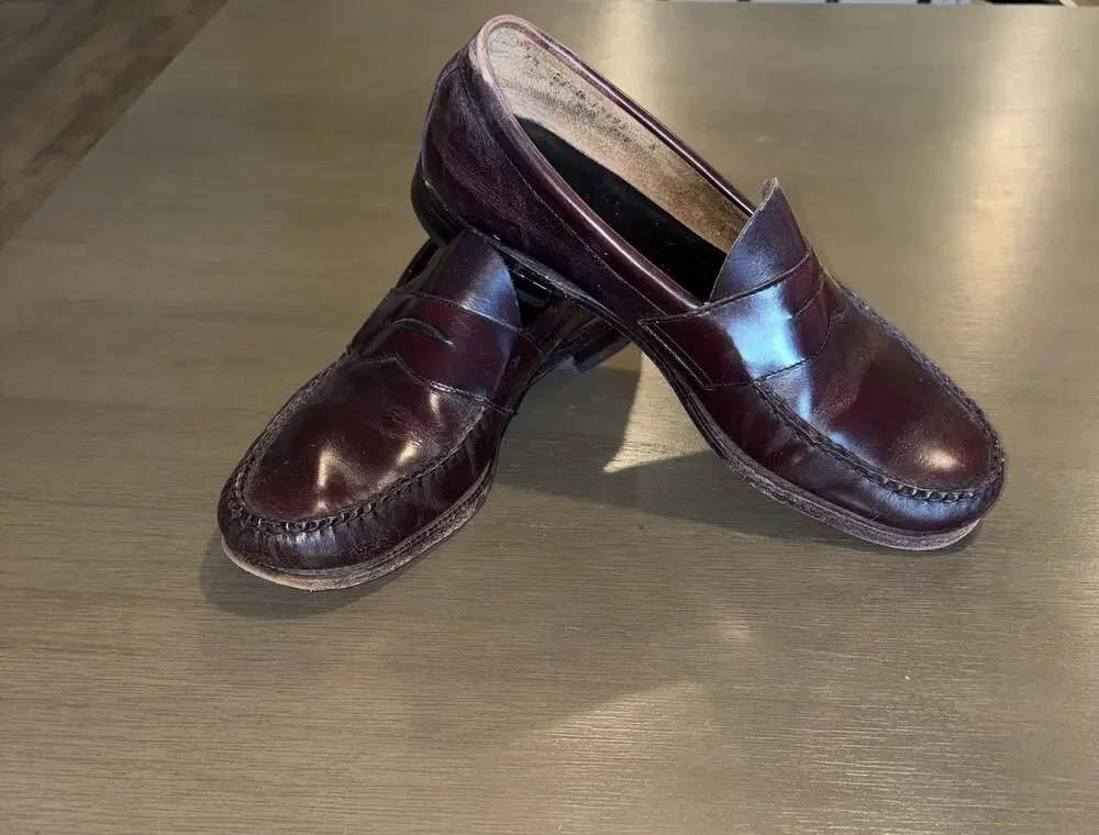 Vtg Johnston Murphy Aristocraft Penny Loafers Mens 9 Burgundy Leather USA Made